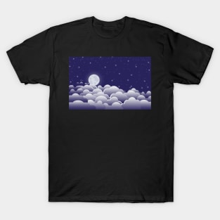 Night sky with moon and clouds. T-Shirt